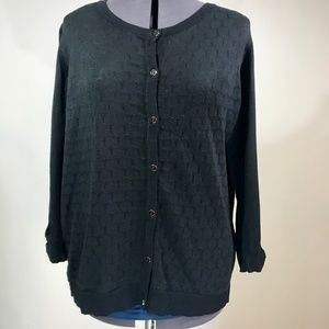 Elle Detailed Long Sleeve Black Cardigan Sweater